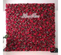 WOTZOV Juego de Paneles de Rosas para Pared de Flores Artificiales, Fondo de Flores 3D de Seda con hortensias y Rosas para Fotos, decoración para Fiestas en casa y BOD,Red