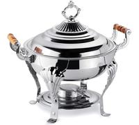 WOTZOV Juego de Plato Calentador Redondo para Buffet, de Acero Inoxidable de tamaño Completo con Tapa, Recipiente Calentador de Alimentos para Buffet, Fiesta, Banquete