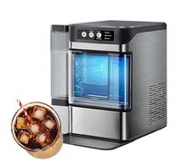 WOTZOV Nugget Ice Maker, Chewable Pellet Ice Machine with Side Water Tank, Produces 38 Lbs in 24 Hours, Self-Cleaning, One-Click Operation, Stainless Steel for Home, Office, Bar