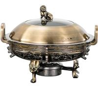 WOTZOV Plato de Acero Inoxidable Redondo para Calentar Alimentos, Juego de Calentadores de tamaño Completo para bufé y Catering con Bandeja para Alimentos, Soporte par，B S