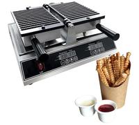 WOTZOV Stainless Steel Electric Crisp Waffle Machine,13 Pcs Sticks Thread Shape Waffle Fries Maker,50-300°C Adjustable,with Removable Drip Tray