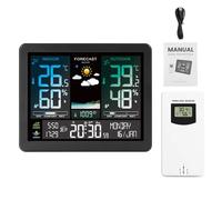 WOTZOV Termómetro meteorológico, estación meteorológica Digital, medidor de Temperatura y Humedad, presión barométrica, Fase Lunar, Reloj de pronóstico del Tiempo.