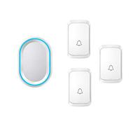 WOTZOV Timbre inalámbrico, 3 pulsadores y 1 Receptor, Timbre de Puerta inalámbrico Resistente al Agua con Enchufe de Pared, función de Memoria de Apagado, Flash LED, Alcance de,Blanco