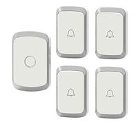 WOTZOV Timbre inalámbrico Resistente al Agua, Distancia de transmisión de 300 m, Timbre inalámbrico con Enchufe de Pared, 36 melodías Musicales, 4 transmisores, 1 Receptor, 4 ni,Plata
