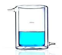 WOTZOV Vaso de precipitados de Vidrio con Camisa de 2000 ml para Laboratorio, Vidrio de borosilicato de 3,3 ml, Vaso con Camisa de 2 l, cristalería química para Laboratorio, Ciencia (tamaño: 2000 ml)