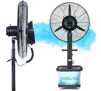 WOTZOV Ventilador nebulizador oscilante de 90° con 3 velocidades y Tanque de 11 galones, Ventilador de refrigeración Industrial de Alta Resistencia, Ventilador de Pedestal nebulizado，71cm/28in