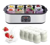 WOTZOV Yogurt Maker with LED Display, 1400ml Automatic Machine, 8 Glass Jars, 0-48h Timer, 20-50℃ Temp Adjustable for Fresh Homemade Yogurt