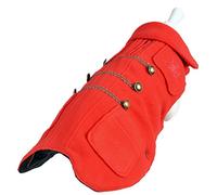 Wouapy - Abrigo Duffle Red de Wouapy, Talla 38, el Duffle-Coat Protege a su Perro de Las intemperies para Perro
