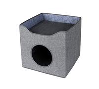 Wouapy - Caja para Gatos La Terrasse - Espacio de Juego y de Descanso de Tela China - Una terraza Permite al Gato observar su Entorno, Totalmente Plegable, Talla única