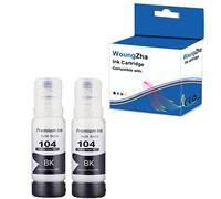 Woungzha 104 Tinta Compatible con Epson 104 102 EcoTank Multipack para EcoTank ET-2710 ET-2711 ET-2714 ET-2720 ET-2726 ET-2810 ET-2811 ET-2812 ET-4700 ET-2750 (2 Negro)