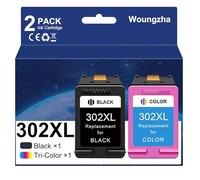 Woungzha 302XL Cartuchos de Tinta Remanufacturados Reemplazo para HP 302 XL para HP DeskJet 3630 2132 3634 3639 3636 1110 Envy 4520 4525 4522 Officejet 3833 4650 3831 5220 5230 (1 Negro, 1 Color)