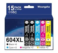 Woungzha 604XL Cartucho de Tinta Compatible con Epson 604XL 604 XL para Expression Home XP-2200 XP-2205 XP-3200 XP-3205 XP-4200 XP-4205, Workforce WF-2910 WF-2930 WF-2935 WF-2950 (15 Paquetes)