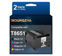 Woungzha Cartucho de Tinta Compatible T8651 T8651XL Negro Tinta de Pigmento Compatible para Epson Workforce Pro WF-M5191 M5190 M5690 M5693 M5193 (2 Negro)