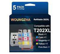 Woungzha Cartuchos de Tinta Recargables 202XL con Chips de reinicio automático compatibles con Epson Expression Premium XP-6000 XP-6005 XP-6100 XP-6105
