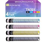 Woungzha TN321 Compatible Cartucho de Tóner Reemplazo para Konica Minolta BizHub C224 C224e C284 C284e C364 C364e (4-Pack)