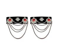 WOURRD Adorno para el pelo hecho a mano con borlas de pelusa de estilo mongol con diseños vintage de diamantes de imitación para mujeres que buscan un encanto único