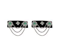 WOURRD Adorno para el pelo hecho a mano con borlas de pelusa de estilo mongol con diseños vintage de diamantes de imitación para mujeres que buscan un encanto único
