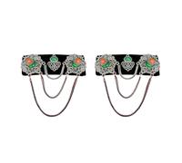 WOURRD Adorno para el pelo hecho a mano con borlas de pelusa de estilo mongol con diseños vintage de diamantes de imitación para mujeres que buscan un encanto único