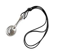 WOURRD Collar con dije de cuchara de plata con cordón tejido a mano, elegante cadena para el cuello para creadores de tendencias y amantes de las manualidades