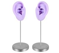 WOURRD Maniquí de oreja de silicona flexible para técnicas de perforación, moldes realistas de oreja humana izquierda y derecha, accesorios de exhibición de joyería