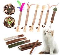 WOUSEDO - Juguetes masticables de hierba gatera para gatos, paquete de 24 juguetes para gatos Silvervine, palitos naturales para gatos, Silvervine Natural