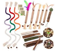 WOUSEDO- Paquete de 27 Juguetes masticables de Hierba gatera para Gatos, Juguetes de Cuerda de sisal de algodón, palitos de Vid Plateada Natural para Gatos, para Dientes de Gato