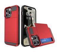 Wousunly - Carcasa para iPhone 16 Pro Max con tarjetero cartera, carcasa iPhone 16 Pro Max funda protectora ultra fina a prueba de golpes para mujeres y hombres (rojo)