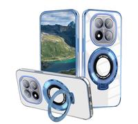 Wousunly Funda para Poco X7 Silicona Transparente, Compatible con Carcasa Xiaomi Poco X7 Anillo Soporte Fundas Suave TPU Clear Cover Antigolpes Protección Original Fina Case (Azul)
