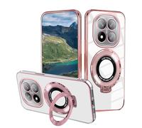 Wousunly Funda para Poco X7 Silicona Transparente, Compatible con Carcasa Xiaomi Poco X7 Anillo Soporte Fundas Suave TPU Clear Cover Antigolpes Protección Original Fina Case (Rosa)