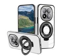 Wousunly Funda para Poco X7 Silicona Transparente, Compatible con Carcasa Xiaomi Poco X7 Anillo Soporte Fundas Suave TPU Clear Cover Antigolpes Protección Original Fina Case (Negro)