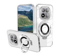Wousunly Funda para Poco X7 Silicona Transparente, Compatible con Carcasa Xiaomi Poco X7 Anillo Soporte Fundas Suave TPU Clear Cover Antigolpes Protección Original Fina Case (Plata)