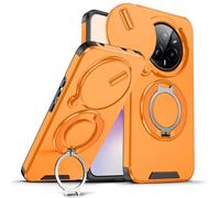 Wousunly Funda para Realme 14 Pro Plus 5g con Protección Cámara, Compatible con Realme 14 Pro+ Carcasa Silicona Anillo Soporte Capa Suave TPU Accesorios Fundas Antigolpes Original Fina Case (Naranja)