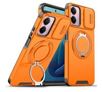 Wousunly Funda para Realme P3 5g con Protección Cámara, Compatible con Realme P3 5g Carcasa Silicona Anillo Soporte Capa Suave TPU Accesorios Fundas Antigolpes Original Fina Case (Naranja)