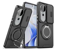 Wousunly Funda para Vivo V40 con Protección Cámara, Compatible con Vivo V40 Carcasa Silicona Anillo Soporte Capa Suave TPU Accesorios Fundas Antigolpes Original Fina Case (Negro)