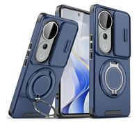 Wousunly Funda para Vivo V40 con Protección Cámara, Compatible con Vivo V40 Carcasa Silicona Anillo Soporte Capa Suave TPU Accesorios Fundas Antigolpes Original Fina Case (Azul)