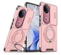 Wousunly Funda para Vivo V50 5G con Protección Cámara, Compatible con Vivo V50 5G Carcasa Silicona Soporte Capa Suave TPU Accesorios Fundas Antigolpes Original Fina Case (Rosa)