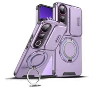 Wousunly Funda para Vivo V50 Lite 5g con Protección Cámara, Compatible con Vivo V50 Lite 5g Carcasa Silicona Anillo Soporte Capa Suave TPU Accesorios Fundas Antigolpes Original Fina Case (Púrpura)