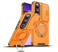 Wousunly Funda para Vivo V50 Lite 5g con Protección Cámara, Compatible con Vivo V50 Lite 5g Carcasa Silicona Anillo Soporte Capa Suave TPU Accesorios Fundas Antigolpes Original Fina Case (Naranja)