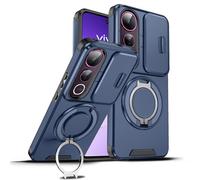 Wousunly Funda para Vivo V50 Lite 5g con Protección Cámara, Compatible con Vivo V50 Lite 5g Carcasa Silicona Anillo Soporte Capa Suave TPU Accesorios Fundas Antigolpes Original Fina Case (Azul)