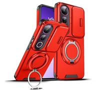 Wousunly Funda para Vivo V50 Lite 5g con Protección Cámara, Compatible con Vivo V50 Lite 5g Carcasa Silicona Anillo Soporte Capa Suave TPU Accesorios Fundas Antigolpes Original Fina Case (Rojo)