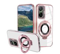 Wousunly Funda para Xiaomi Poco F7 Silicona Transparente, Compatible con Carcasa Poco F7 Anillo Soporte Fundas Suave TPU Clear Cover Antigolpes Protección Original Fina Case (Rosa)