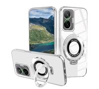 Wousunly Funda para Xiaomi Poco F7 Silicona Transparente, Compatible con Carcasa Poco F7 Anillo Soporte Fundas Suave TPU Clear Cover Antigolpes Protección Original Fina Case (Plata)