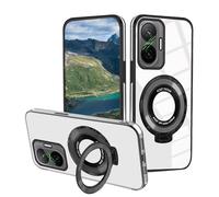 Wousunly Funda para Xiaomi Poco F7 Silicona Transparente, Compatible con Carcasa Poco F7 Anillo Soporte Fundas Suave TPU Clear Cover Antigolpes Protección Original Fina Case (Negro)
