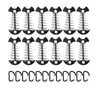 Wouueso 12 Piezas Estacas de Carpa Amarre de Cubierta de Aluminio, Clavijas de Anclaje de Cubierta de Espina de Pescado, Tensores de Cuerda de Carpa con Hebilla de Resorte Negro