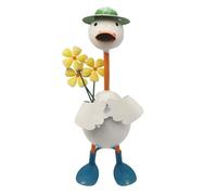 Wouueso Estatua de pato de jardín, figuras artesanales, decoración artística de pie con jarrón de flores, resistente a la intemperie para Villa B al aire libre