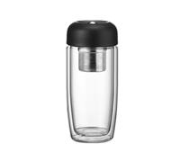 Wouueso Vaso de vidrio doble engrosado, a prueba de escaldaduras, con cierre magnético para la oficina, diseño de recipiente de té, impermeable, a prueba de fugas, 400 ml, B