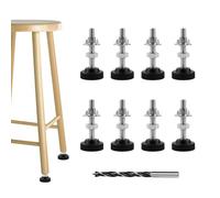 WOUYTPE 8 Piezas Pies Regulables M8 x 50mm, Patas de Nivelación Ajustables, Pies Niveladores para Muebles Tornillo con Tuerca en T, Brocas para Patas de Muebles de Silla Armarios Mesas