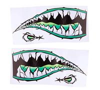 WOVEBIUS 2 adhesivos 3D grandes de dientes de tiburón para kayak, pesca, barco, color verde