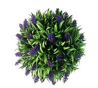 WOVEBIUS Planta artificial de lavanda verde, bola de paja de plástico para decoración de puerta y jardín, 30 cm