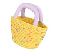 Woven Bag - Handmade Colorful Dot Basket Organizer, Cotton Rope Beach Tote, Casual Tote Bag for Teen Girls Lady, Storage for Mobile Phone Cosmetic Notebook Shopping Stylish Everyday Carry Usage